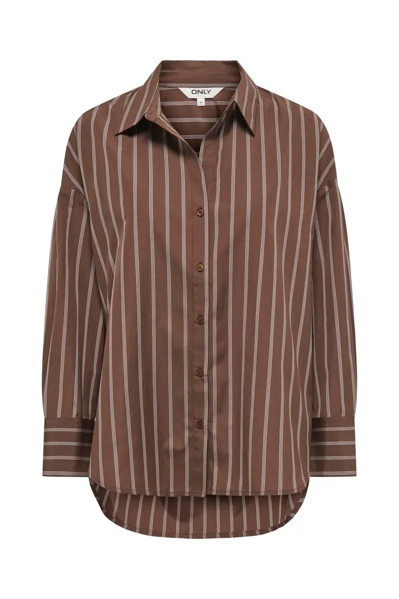 Only - Onloregon Alva Ls Reg Shirt - 5188247 Potting Soil Cloud Dancer