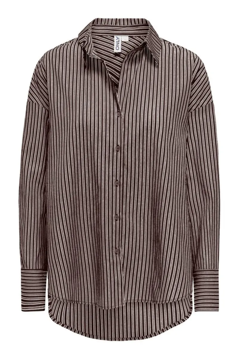Only - Onloregon Assy L/S Shirt - 5137087 Coffee Bean Cloud Dancer+Taupe Gray
