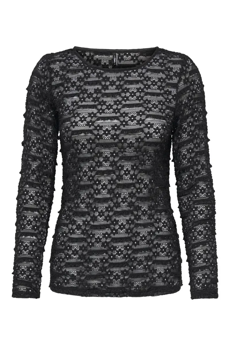 Only - Onlpita L/S Lace Top - 5212132 Black