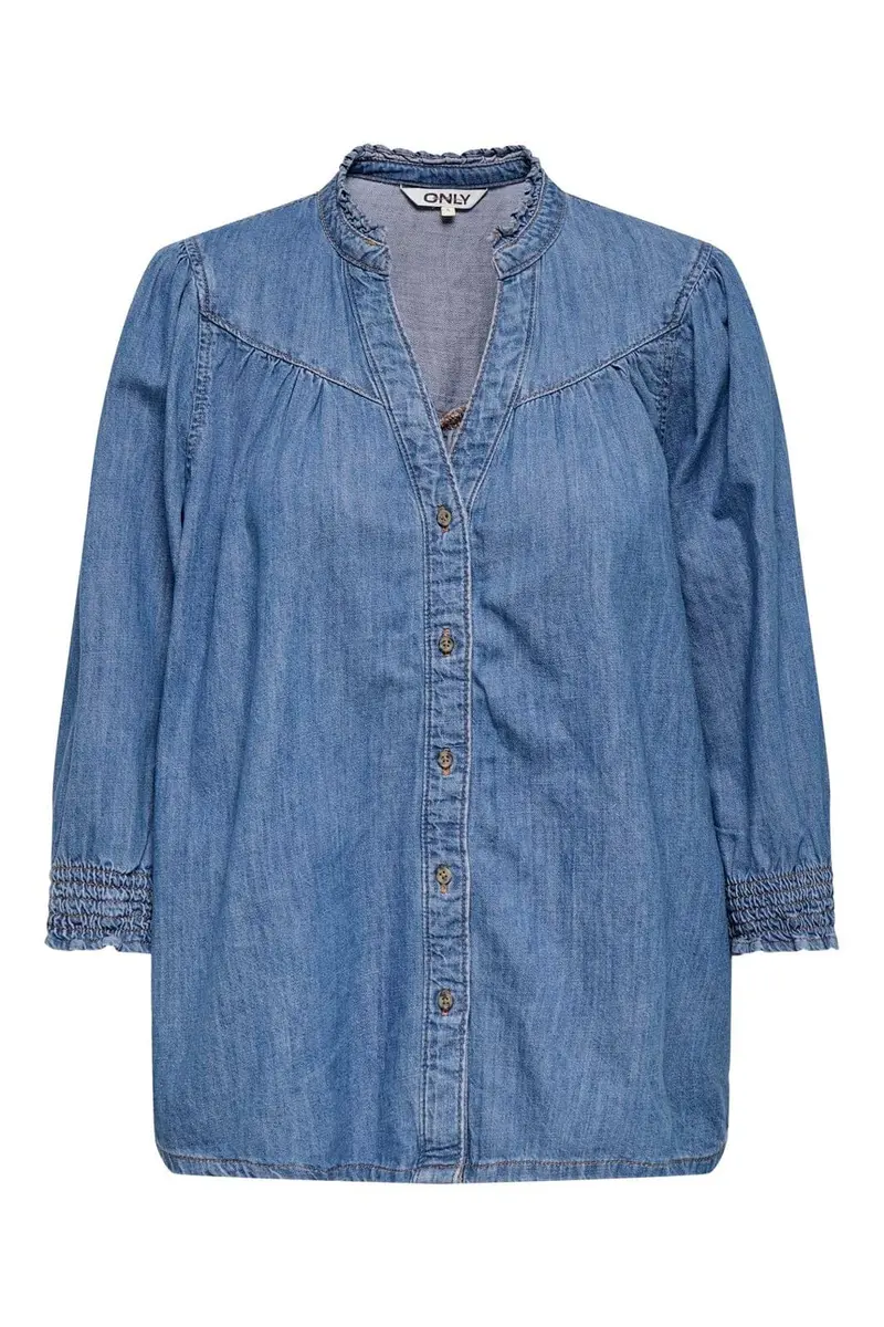 Only - Onlraya 3/4 Shirt Akm - 4850545 Medium Blue Denim