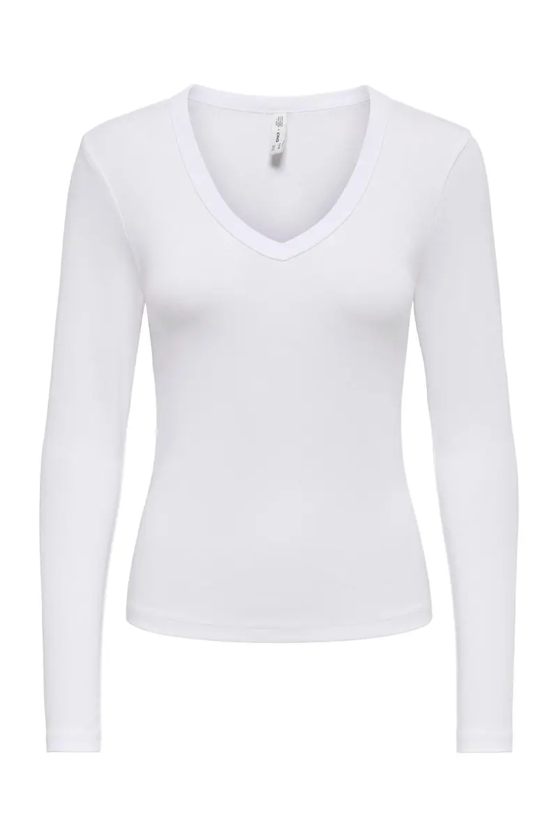 Only - Onlriley L/S V Neck Top - 5263442 Cloud Dancer