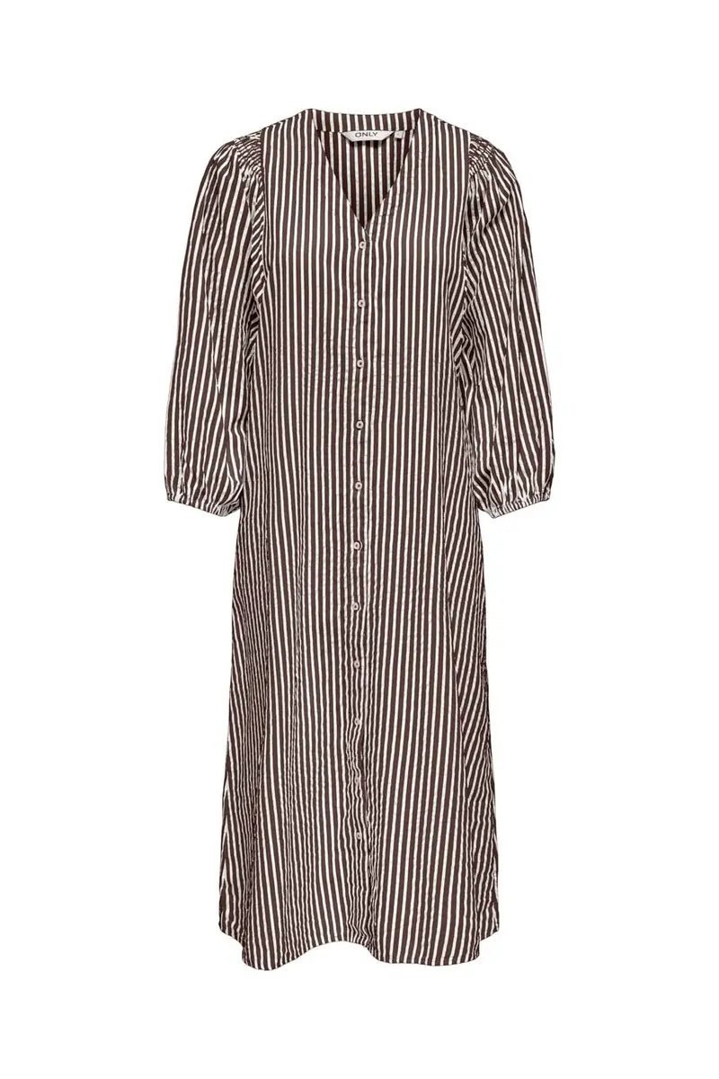 Only - Onlrolly L/S Midi Stripe Dress - 5092491 Chocolate Martini Cloud Dancer