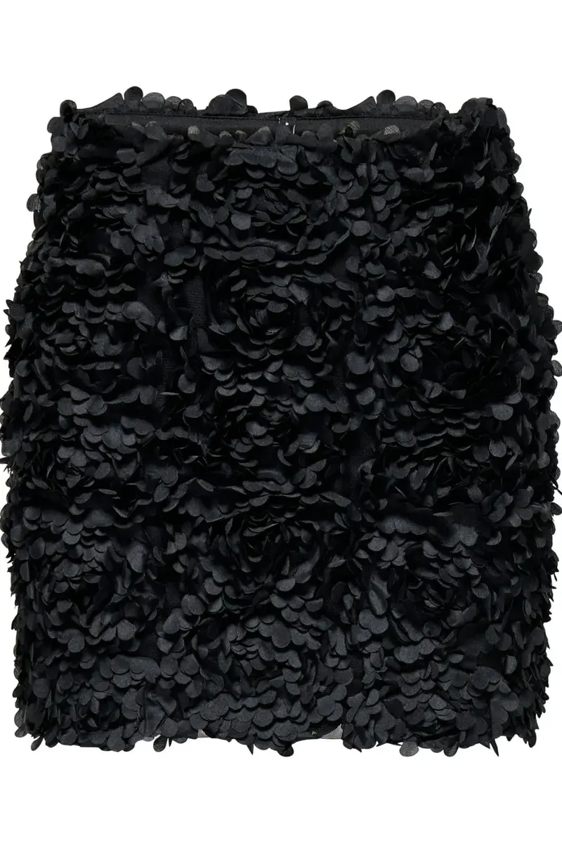Only - Onlrosebloom Short Skirt - 4913284 Black Rose Flower (Black)