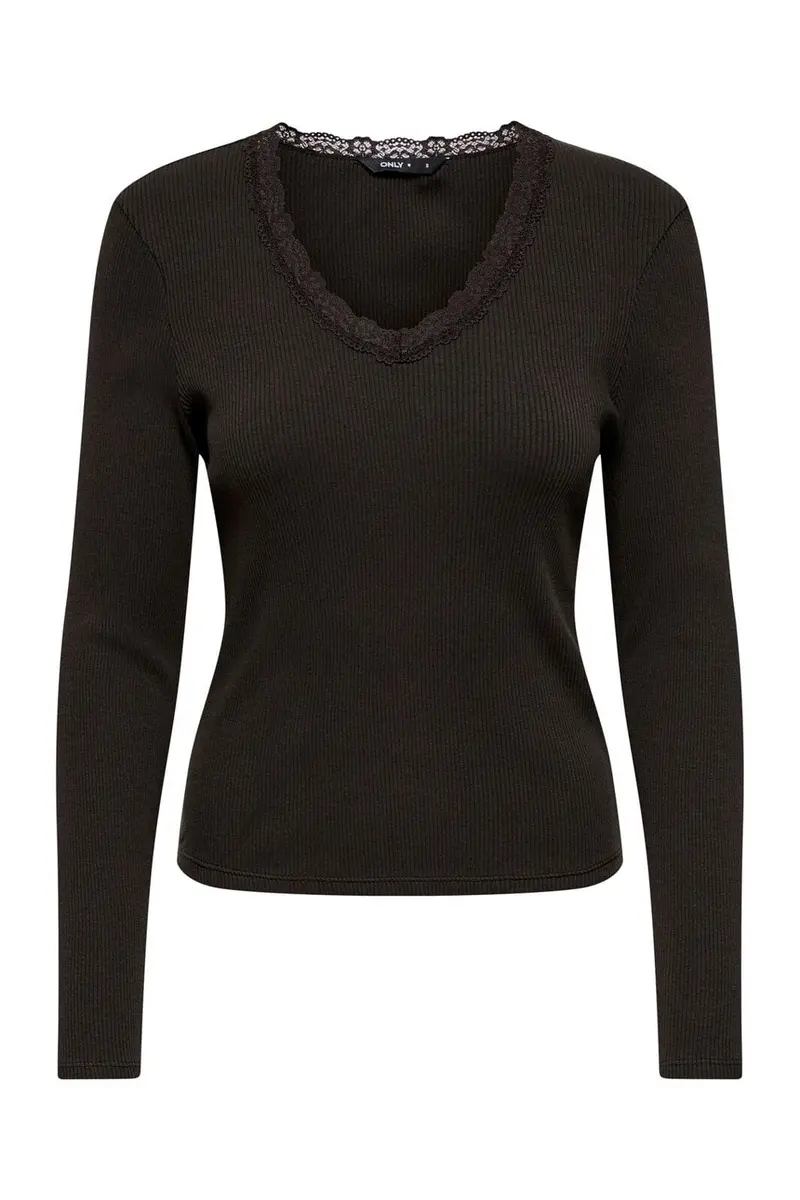 Only - Onlsara Sharai L/S V-Neck Top - 5130868 Chocolate Torte