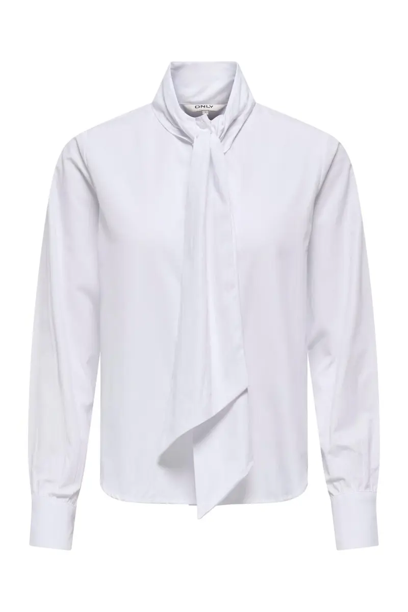 Only - Onlsaya Loris L/S Bow Shirt - 5045041 Bright White
