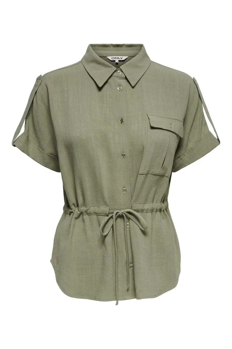 Only - Onlsiesta S/S Linen Bl Utility Shirt - 4977152 Mermaid