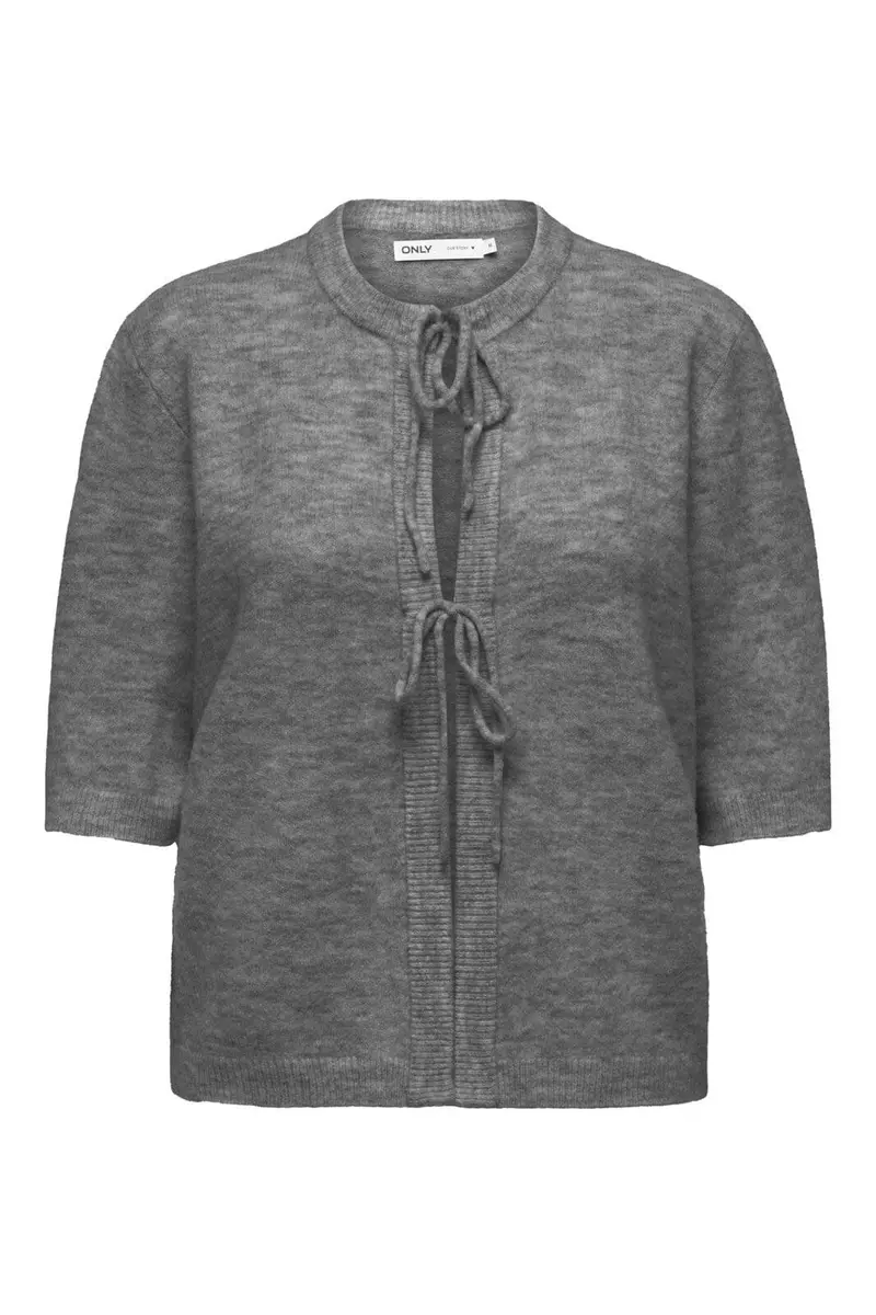 Only - Onlsimoni 2/4 Bow Cardigan Knt - 4961578 Medium Grey Melange