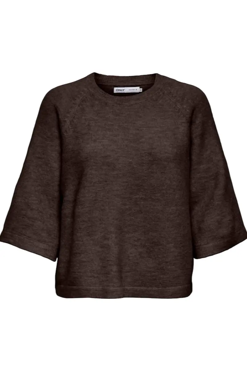 Only - Onlsimoni 3/4 Pullover Knt - 4924588 Coffee Bean Melange