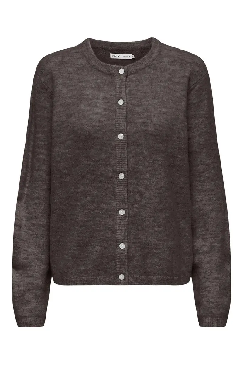 Only - Onlsimoni L/S O-Neck Cardigan Knt - 4961581 Coffee Bean Melange