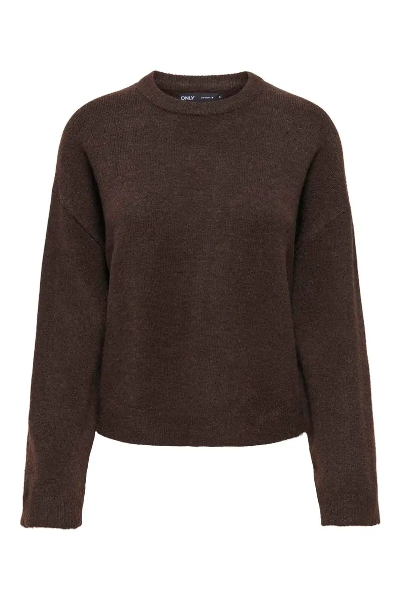 Only - Onlsimoni L/S O-Neck Pullover Knt - 4961584 Coffee Bean Melange