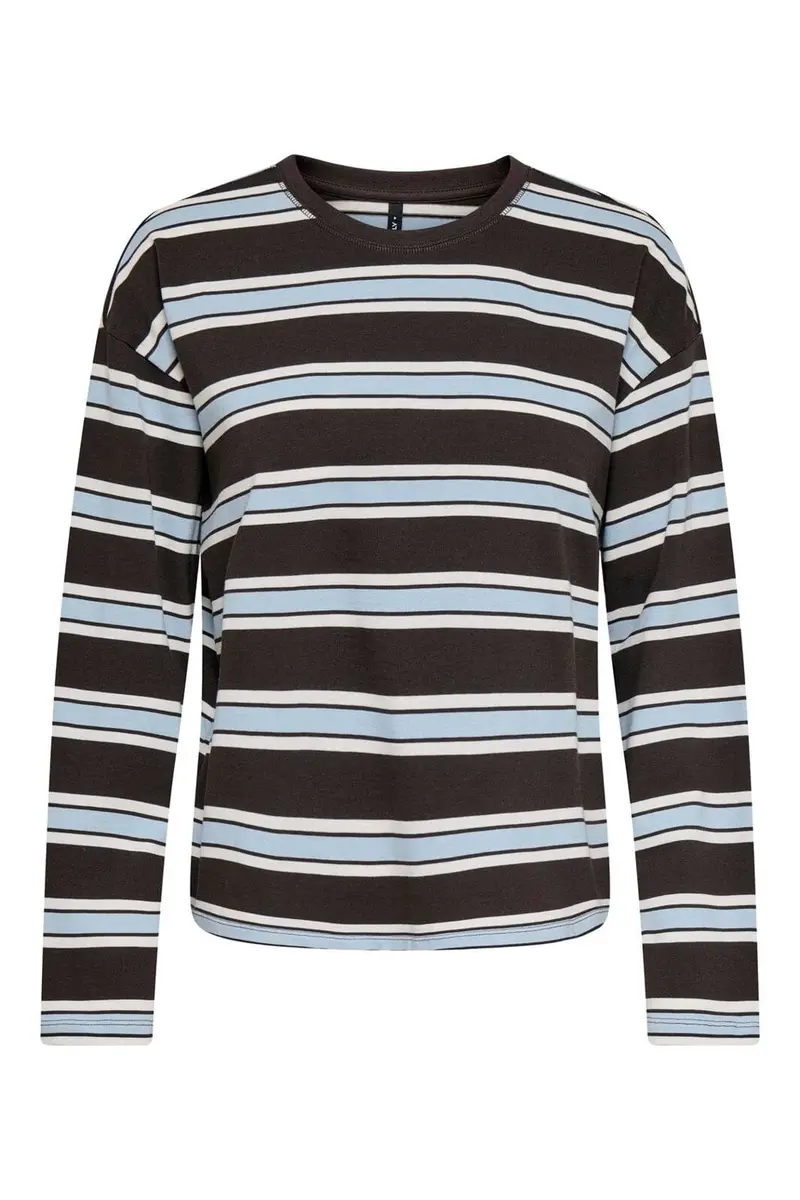 Only - Onlsoph L/S O-Neck Top Box - 5206028 Black Coffee Soft Chambray + Birch (Kia)