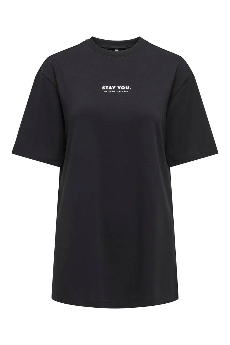Only - Onlsuperior S/S O-Neck Long Top - 5085178 Black Small Front Print