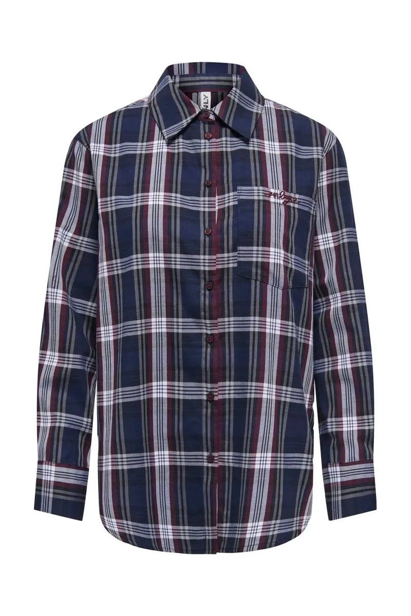 Only - Onlsurani L/S Check Emb Shirt - 5080451 Navy Blazer Red Notes