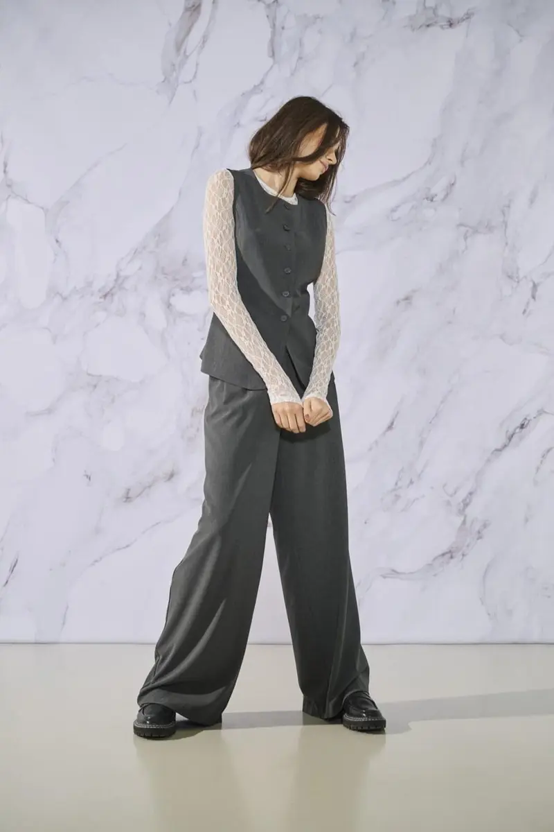 Only - Onlsvea-Sino Life Pinglit Pant Tlr - 4857948 Dark Grey Lurex Pinstripe