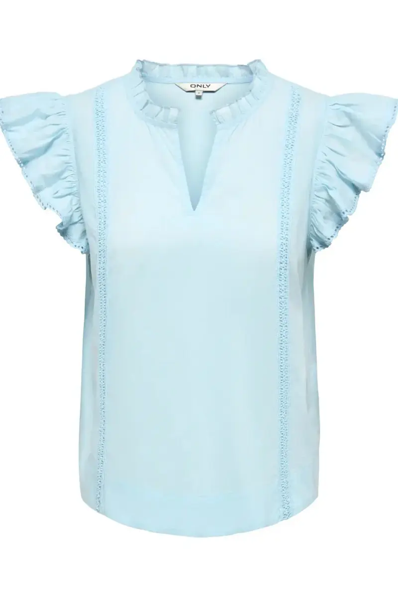 Only - Onltea-Idris S/L Frill Tape Top - 5066373 Dream Blue