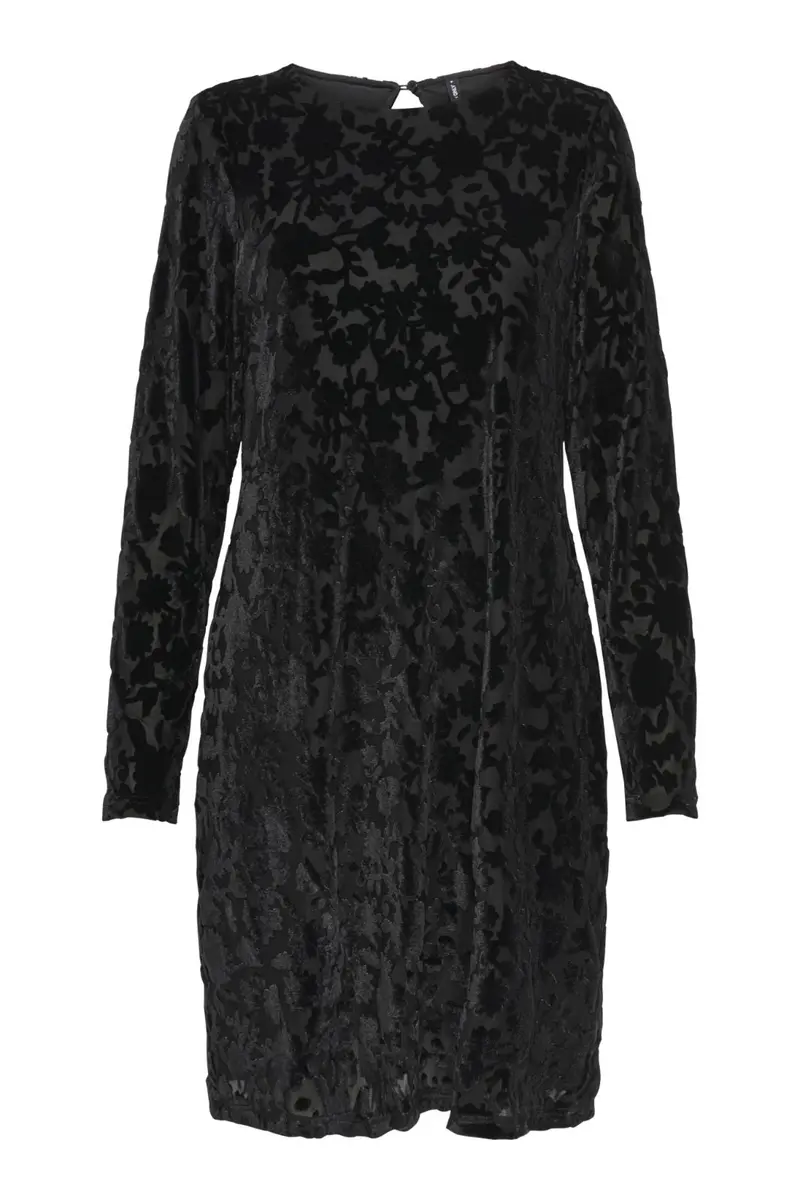 Only - Onlthea L/S Flock Dress - 4929138 Black Parry Flowers (Black)