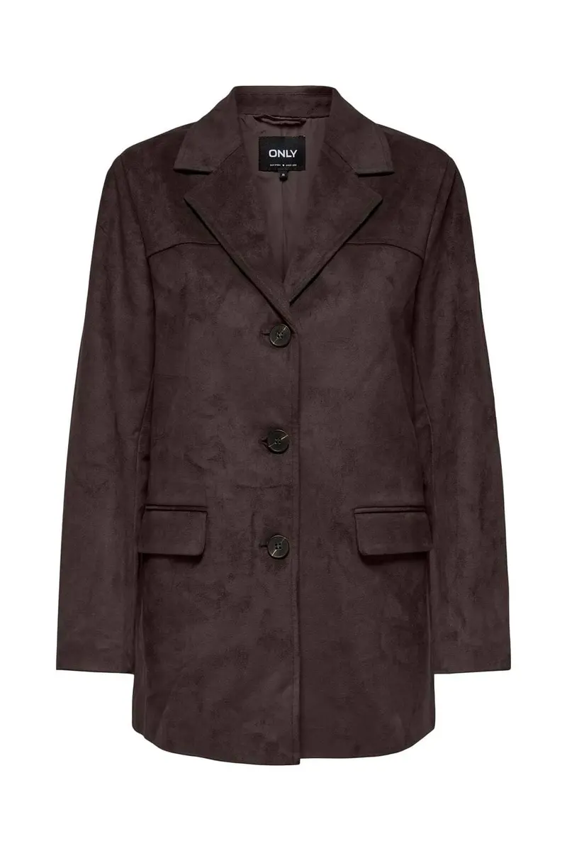 Only - Onltulip Faux Suede Blazer Coat - 4938153 Chocolate Torte