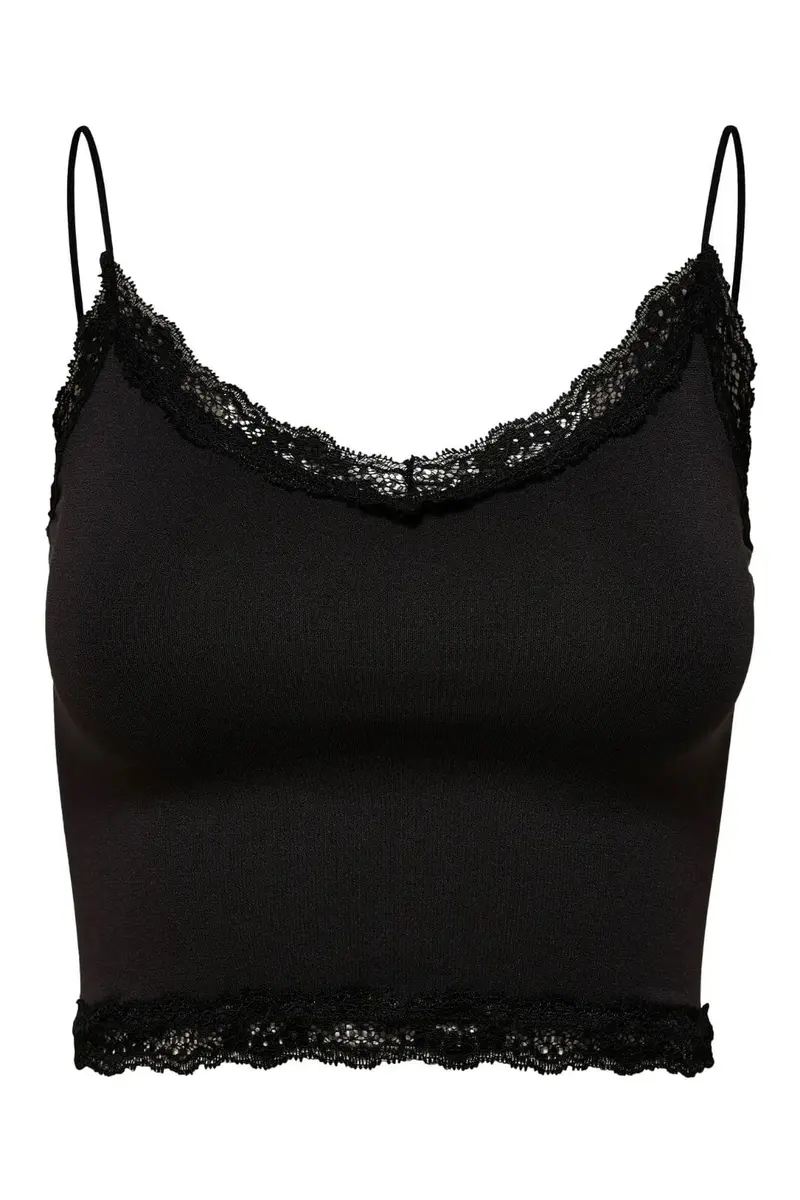 Only - Onlvicky Lace Seamless Cropped Top - 3210300 Black