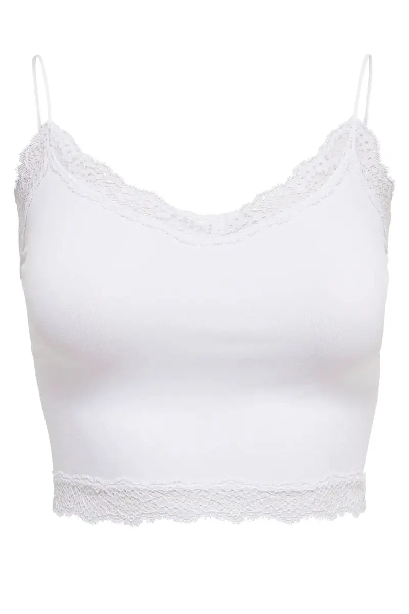Only - Onlvicky Lace Seamless Cropped Top - 3262808 Bright White