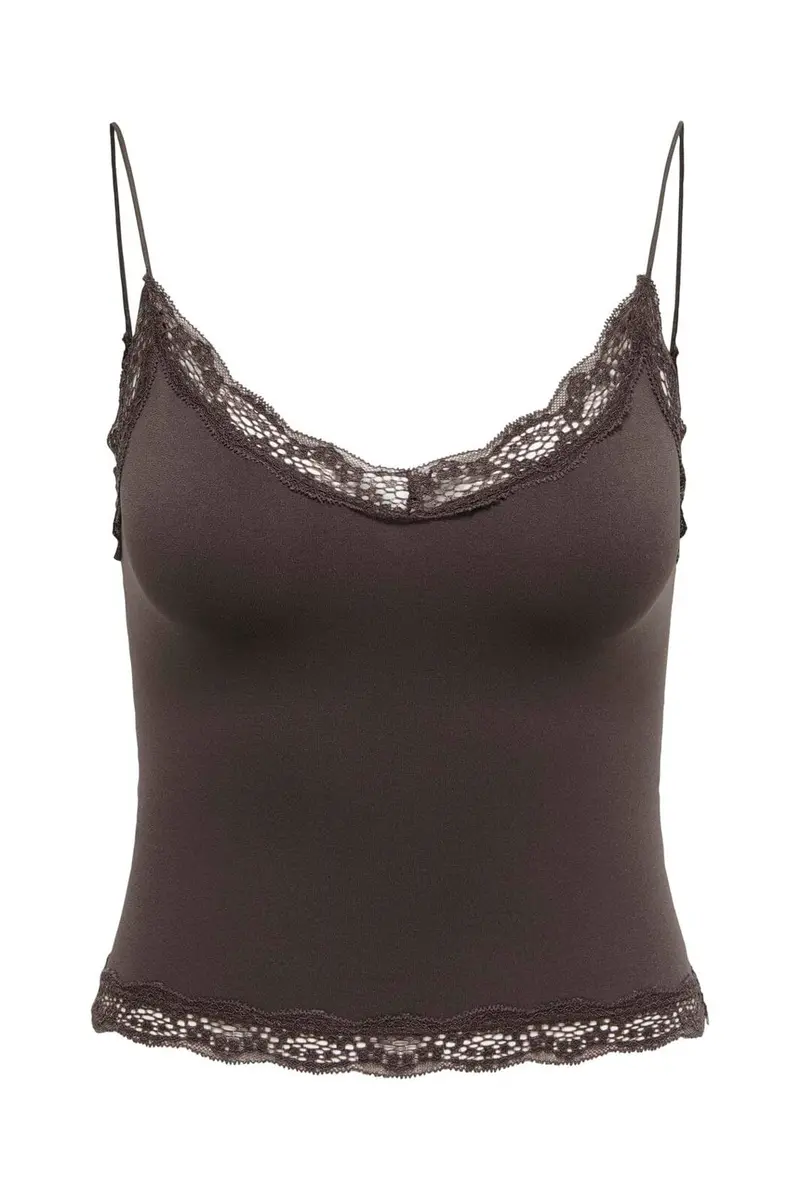 Only - Onlvicky Lace Seamless Cropped Top - 4928685 Seal Brown