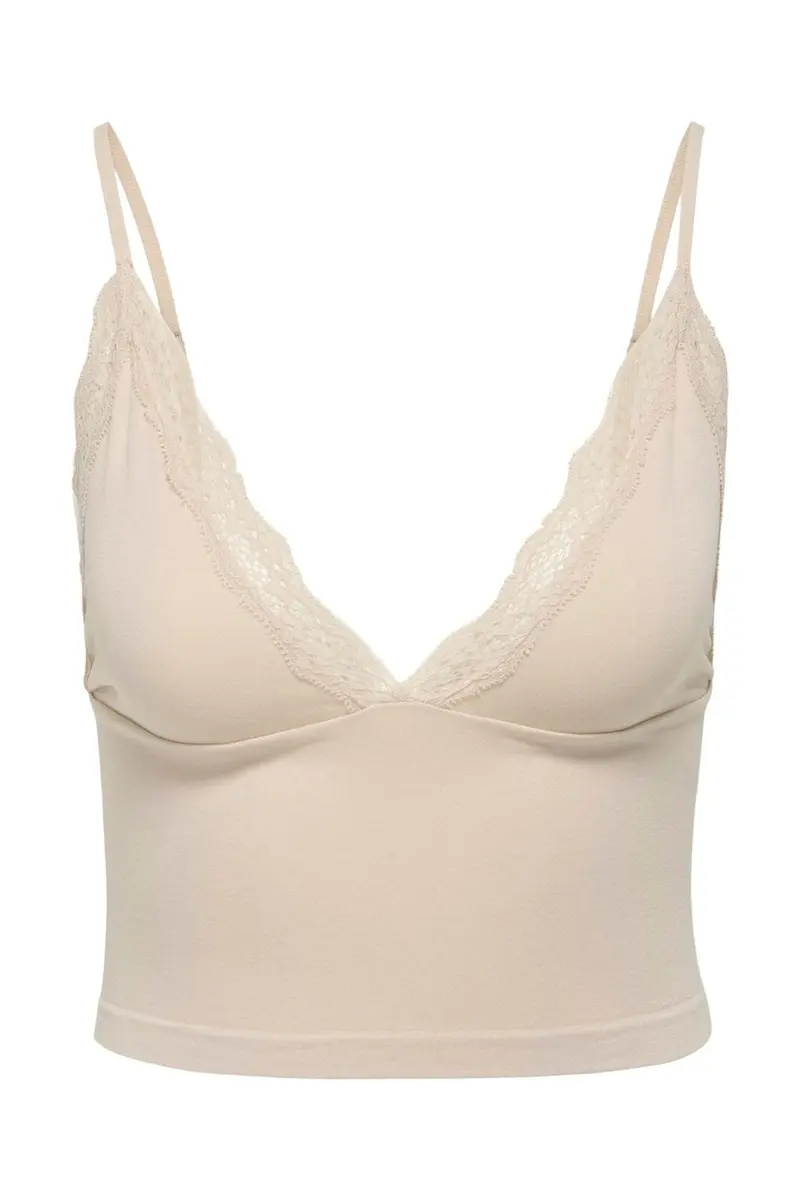Only - Onlvicky Lace Singlet V-Neck Acc - 4816298 Peach Taffy