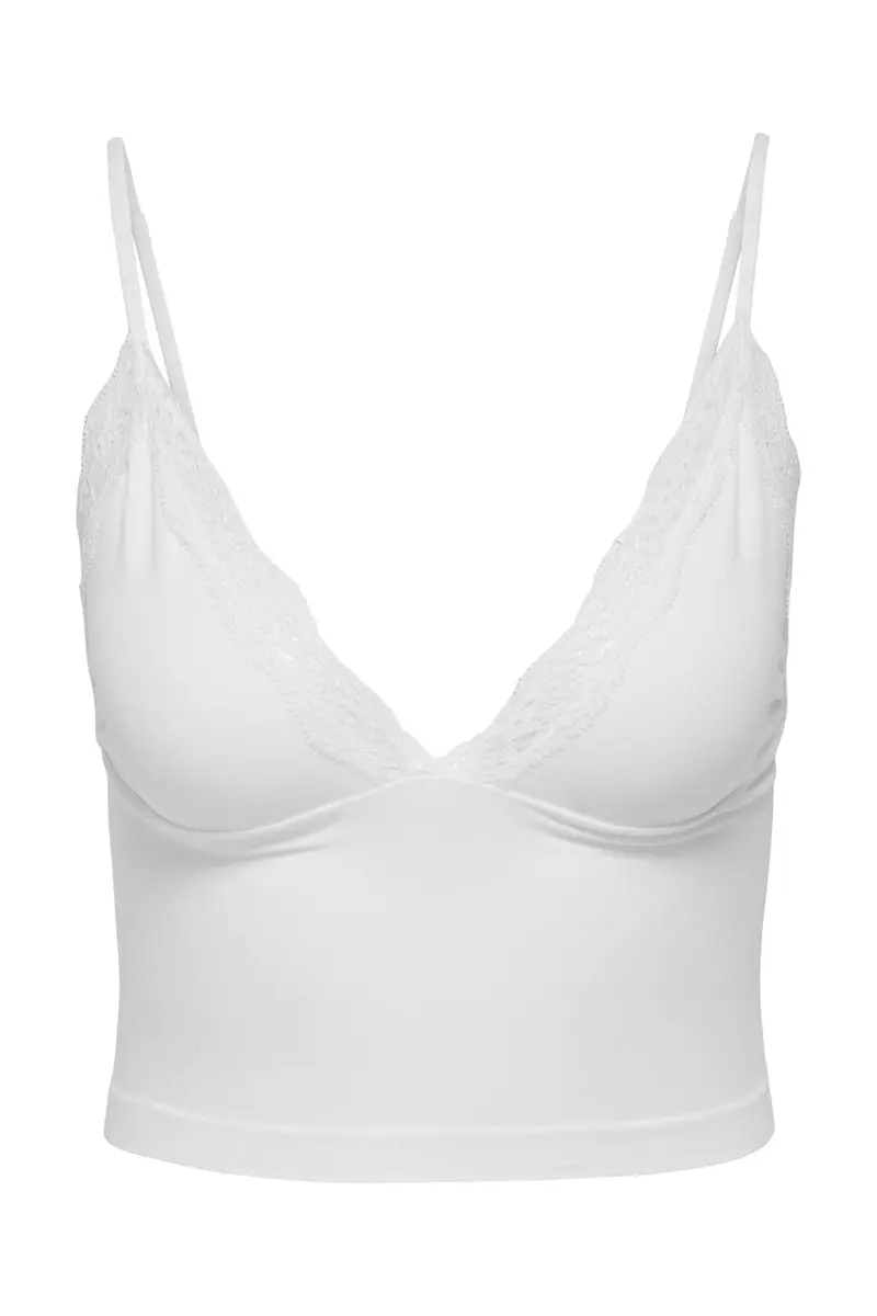 Only - Onlvicky Lace Singlet V-Neck Acc - 4816299 Bright White