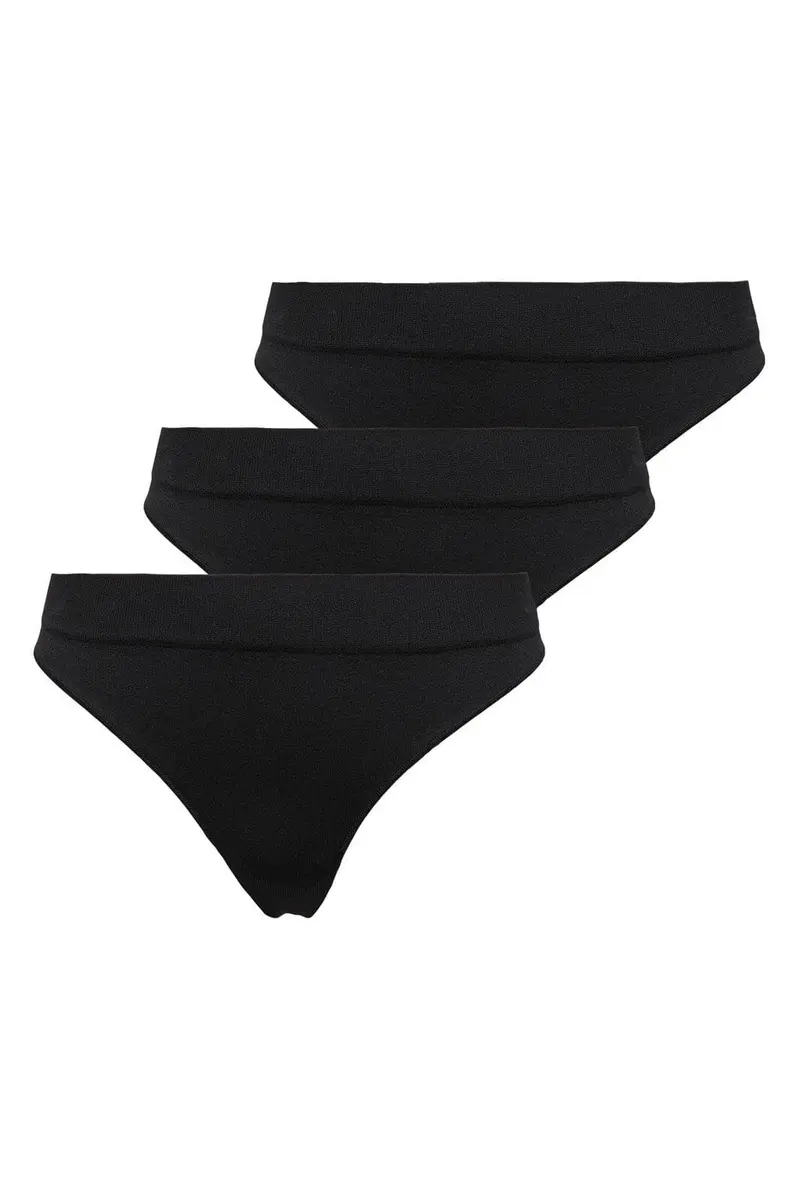 Only - Onlvicky Rib S-Les Thong 3-Pack Acc - 4226680 Black X 3