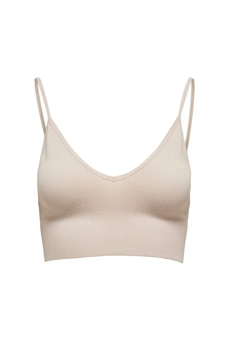 Only - Onlvicky Rib Seamless Vneck Top Acc - 3628041 Peach Taffy