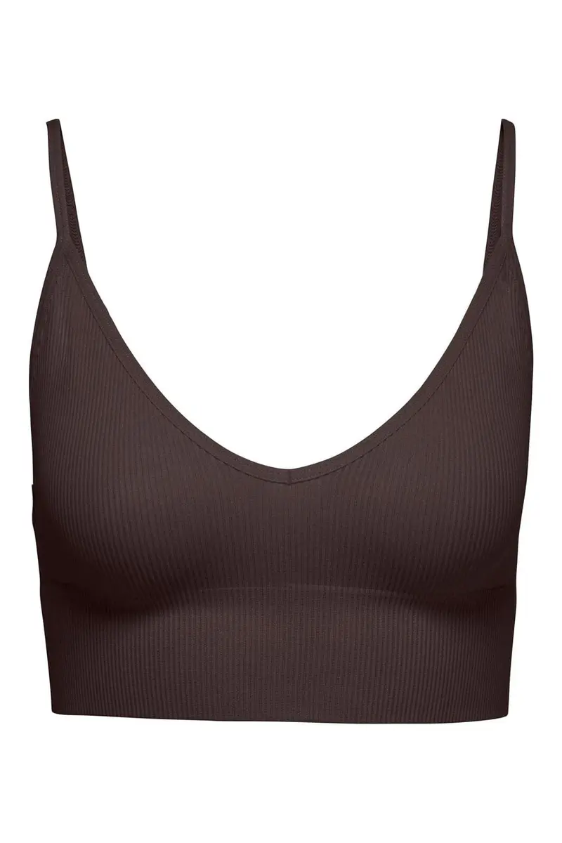 Only - Onlvicky Rib Seamless Vneck Top Acc - 5135380 Black Coffee