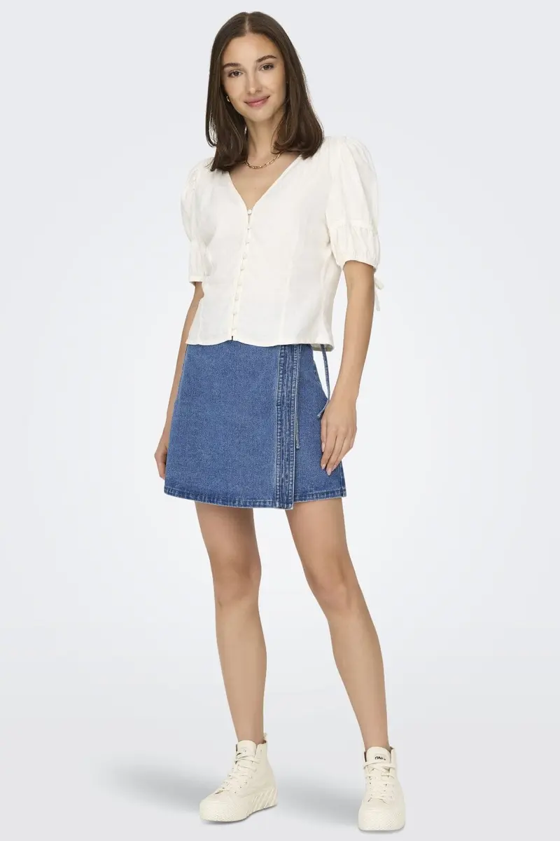Only - Onlvilla Wrap Tie Skirt Gua - 4550180 Light Blue Denim