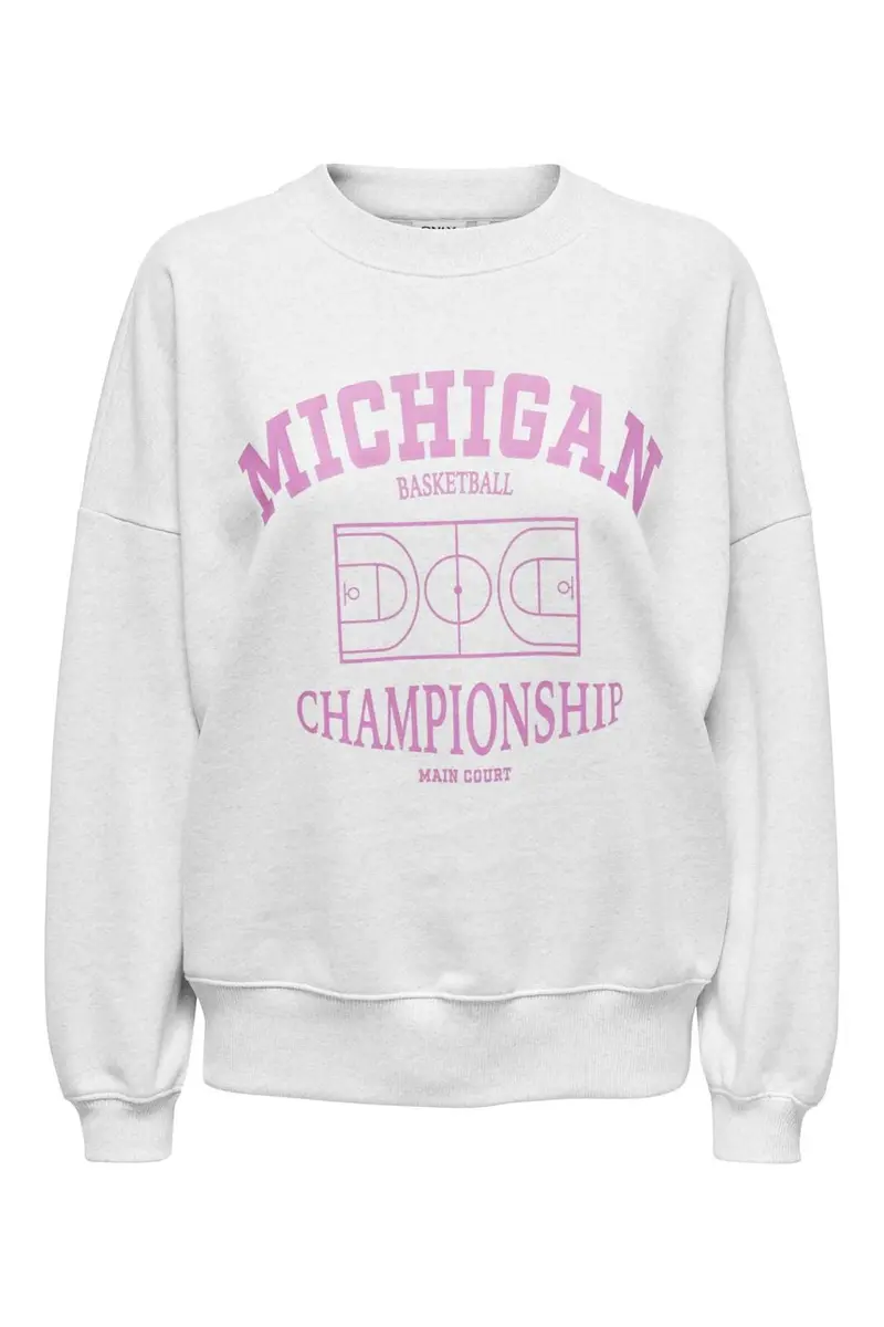 Only - Onlwendie L/S Basket O-Neck Swt - 4581869 Light Grey Melange Championship + Labels Brooklyn