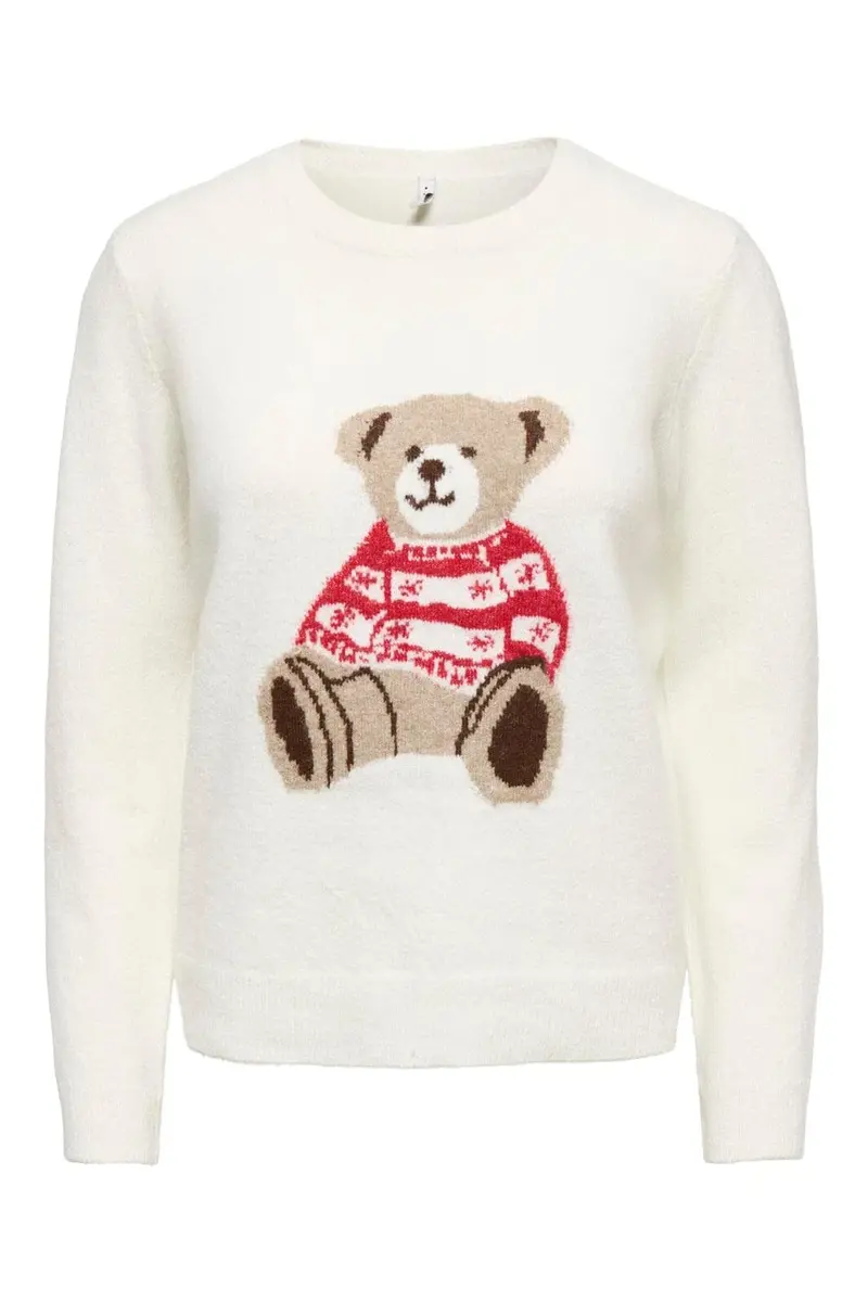 Only - Onlxmas Snowbear Ls O-Neck Knt - 5093917 Birch Alpine Bear/Malt B/Coffee C/Scoot/Mel