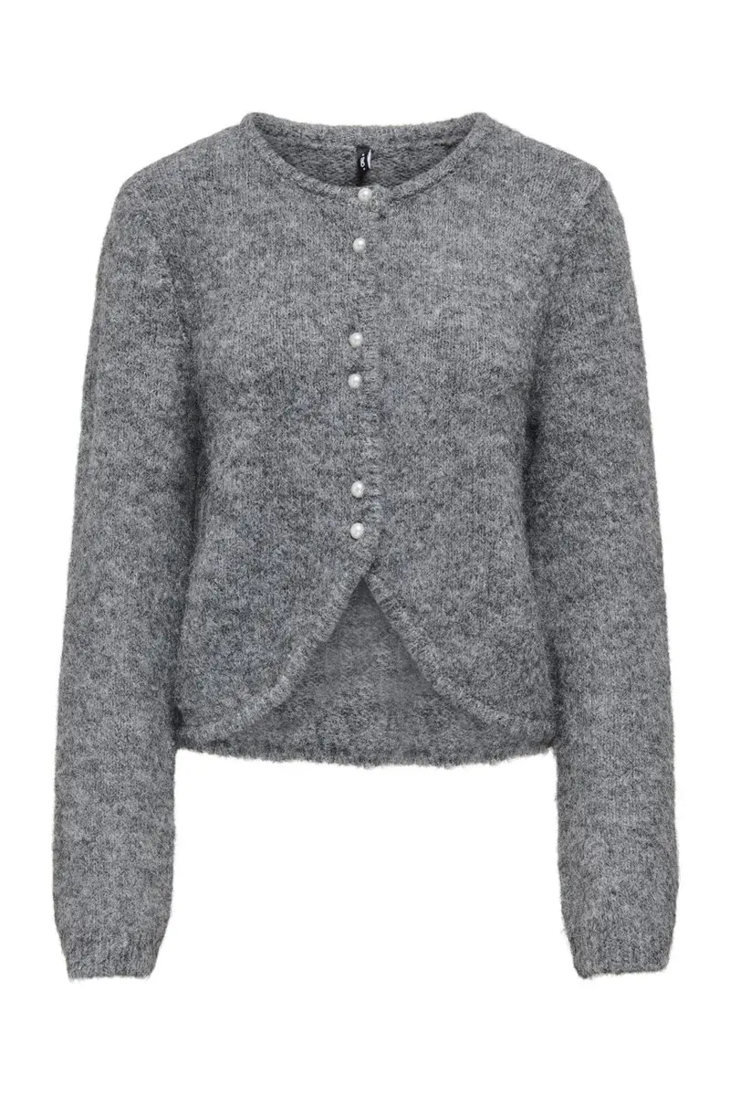 Only - Onlzaggie Ls Button Cardi Cc Knt - 5027936 Dark Grey Melange Pearl Button