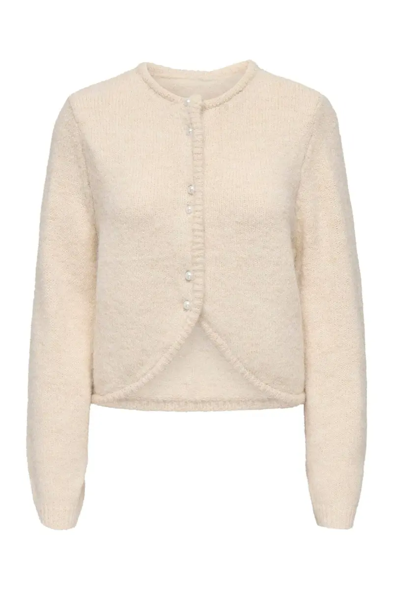 Only - Onlzaggie Ls Button Cardi Cc Knt - 5101282 Birch Mel/Pearl Button
