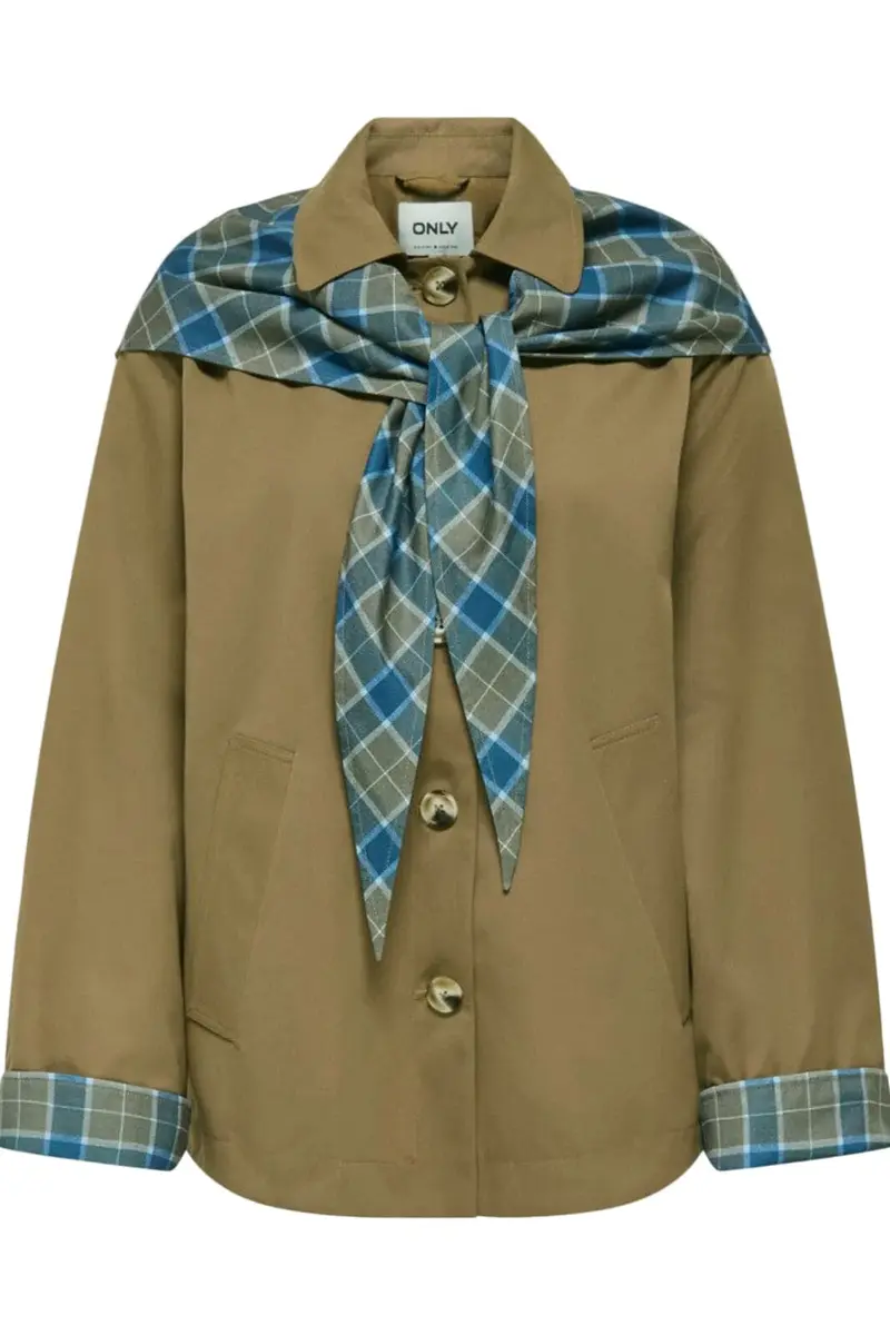 Only - Onlzenia Mix Check Scarf Jacket - 5136160 Ermine