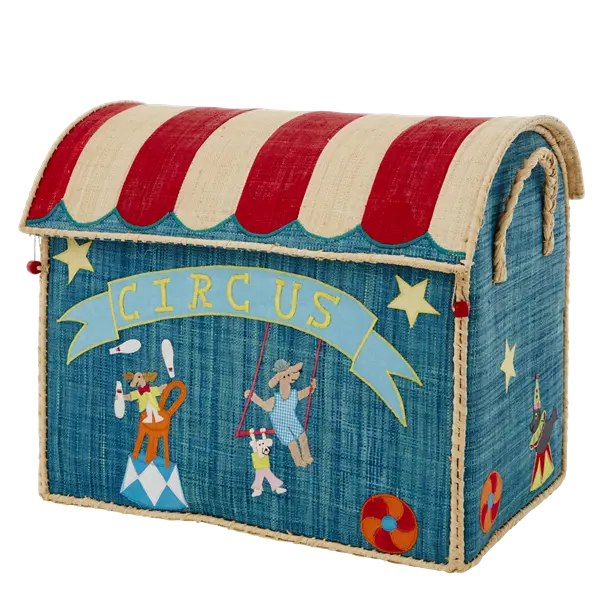 Opbevaringskurv large, blåt cirkus