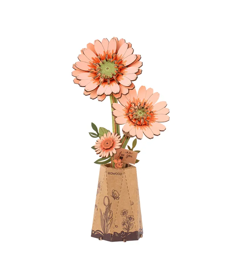 Orange Gerbera 3D-puslespil 132 brikker fra Robotime