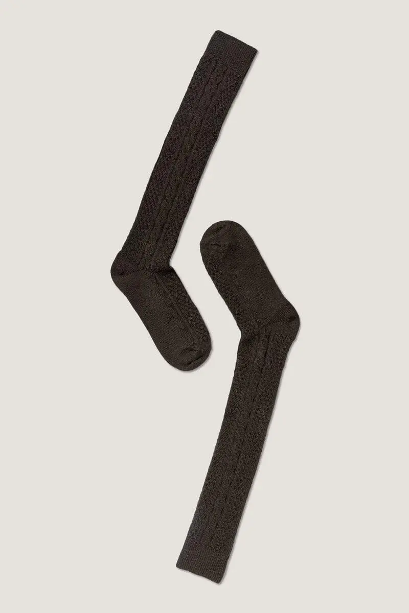 Oroblu - Wool Cable W Knee High Knee High 1149201 - Dark Brown
