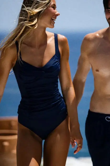 Panos Emporio - Potenza Solid Swimsuit Recycled Swimsuit Pews2136 - Navy