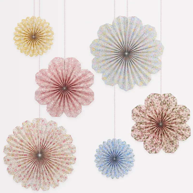 Papir Pinwheels i Libertymønstre, 6 stk.