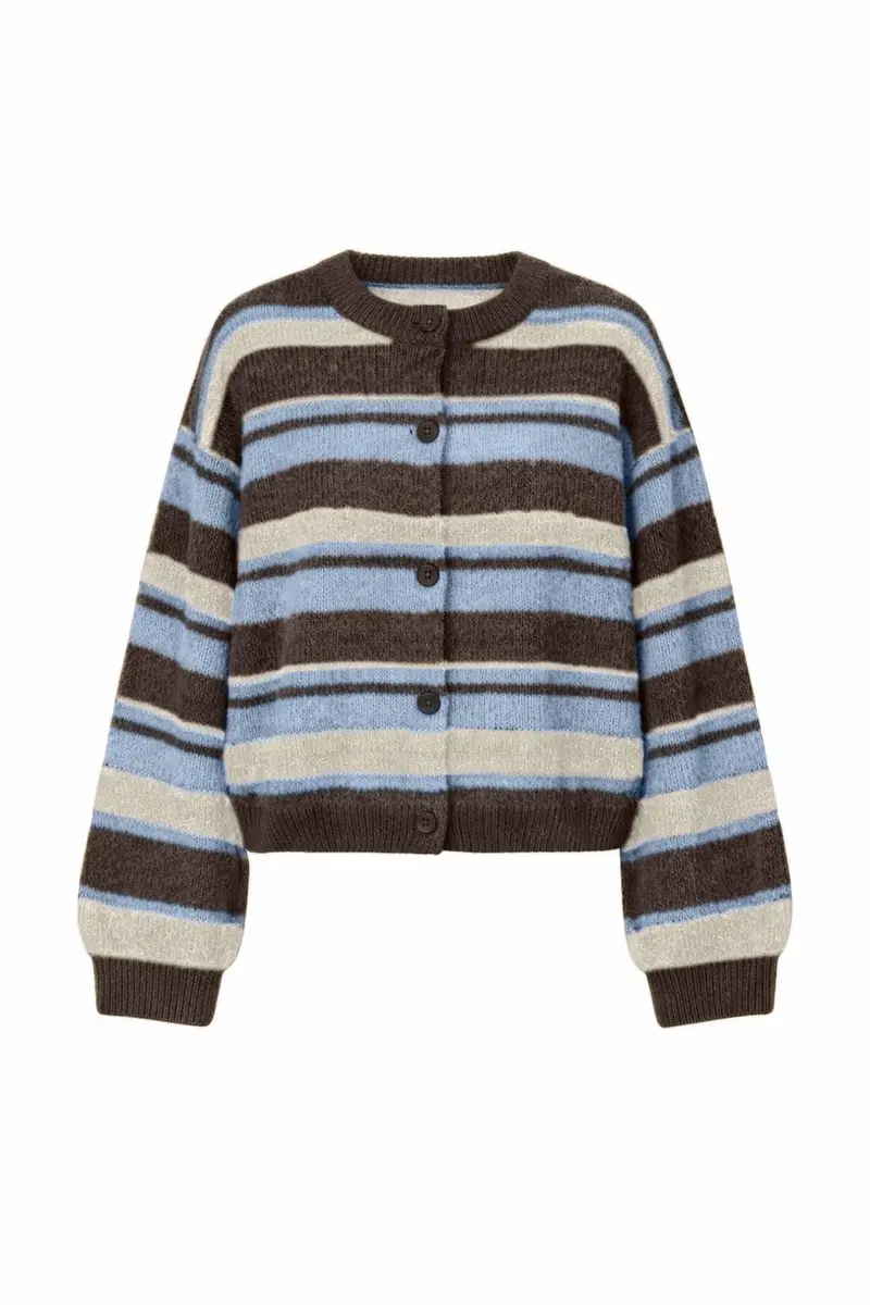 Pieces - Pcada Ls O-Neck Knit Cardigan - 5190777 Hot Fudge Cashmere Blue + Birch