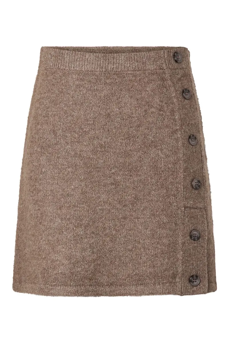 Pieces - Pcaico Button Knit Skirt - 5060679 Coffee Quartz Melange