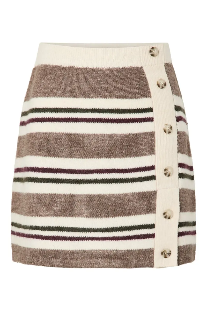 Pieces - Pcaico Button Knit Skirt - 5060680 Whitecap Gray Winetasting + Coffee Quartz + Forrest Night