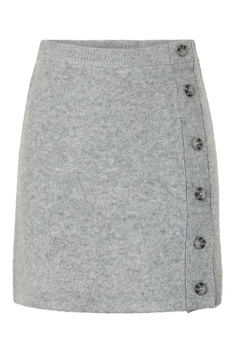 Pieces - Pcaico Button Knit Skirt - 5075502 Medium Grey Melange