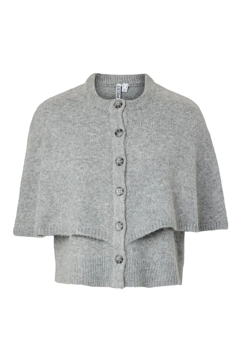 Pieces - Pcaico Cape Knit Cardigan - 5075497 Medium Grey Melange