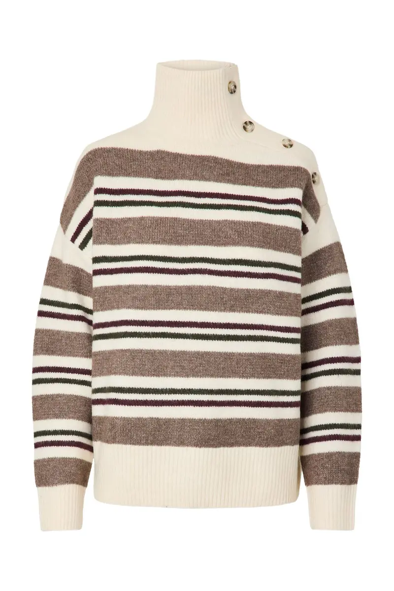 Pieces - Pcaico Ls Button High Neck Knit - 5060676 Whitecap Gray Winetasting + Coffee Quartz + Forrest Night