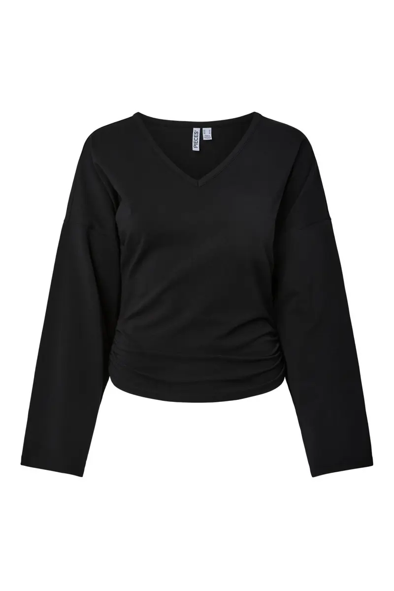 Pieces - Pcalli Ls V-Neck Top - 5235928 Black