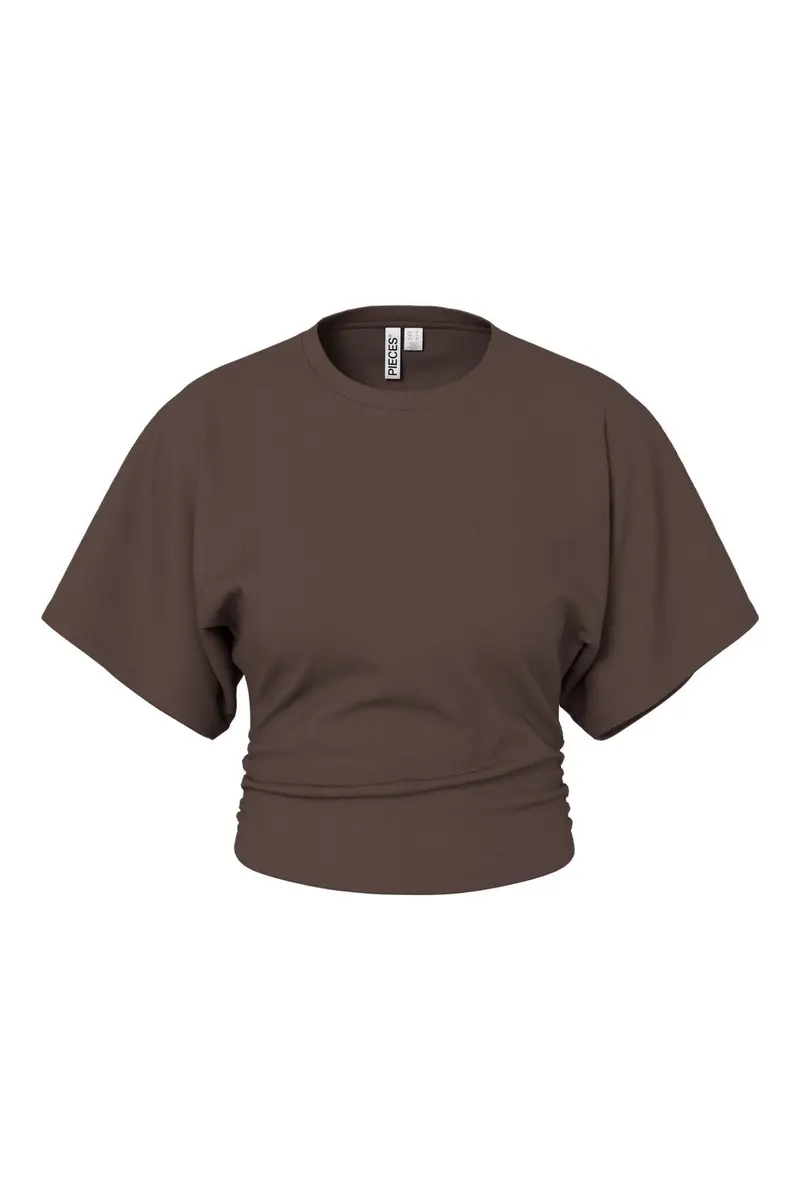 Pieces - Pcalli Ss O-Neck Top Dm - 5159161 Hot Fudge