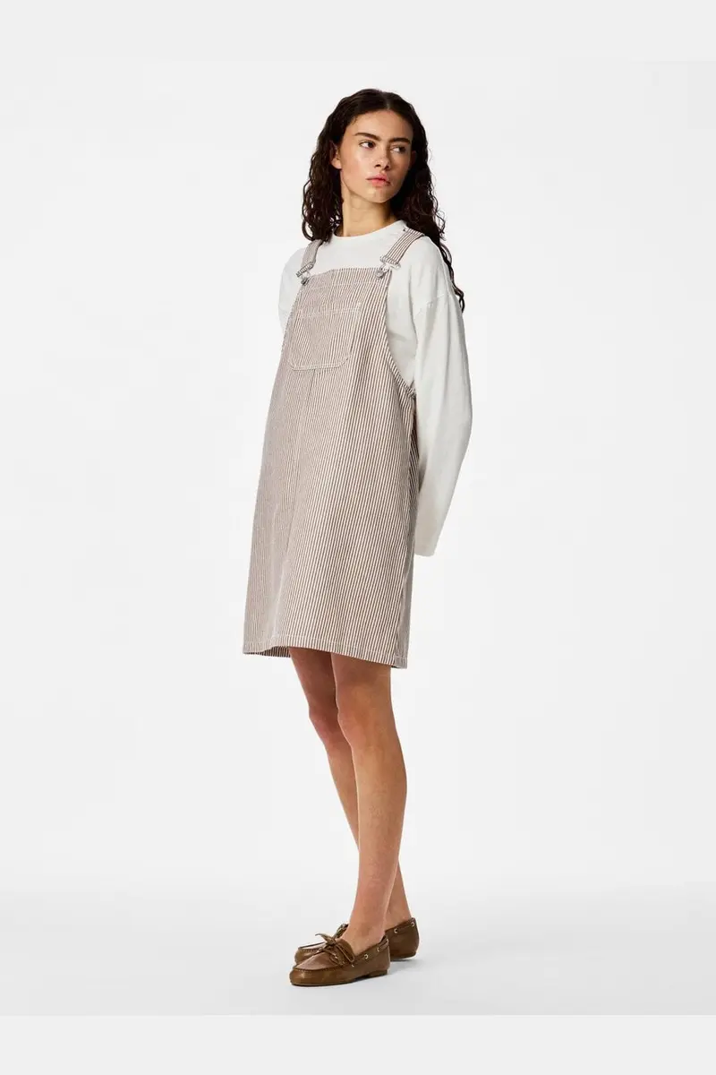 Pieces - Pcallo Dungaree Dress Fsy - 5105504 Greige Cloud Dancer