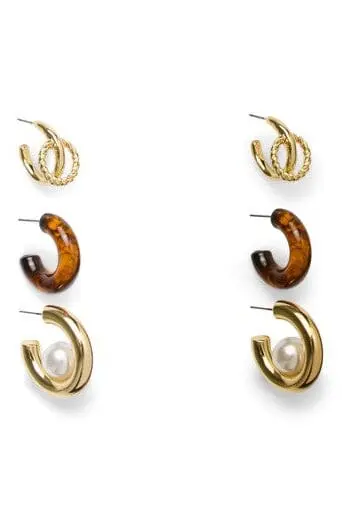 Pieces - Pcaltana A Earrings 3-Pack - 5075567 Golden Colour